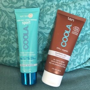 Coola sunscreen and sunless tan firming lotion.